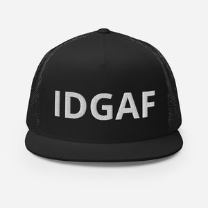 IDGAF Retro Trucker Hat [white embroidery]