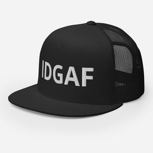 IDGAF Retro Trucker Hat [white embroidery]