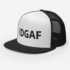 IDGAF Retro Trucker Hat [black embroidery]