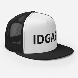 IDGAF Retro Trucker Hat [black embroidery]