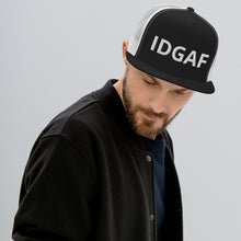 Load image into Gallery viewer, IDGAF Retro Trucker Hat [white embroidery]