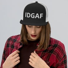 Load image into Gallery viewer, IDGAF Retro Trucker Hat [white embroidery]