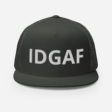 Load image into Gallery viewer, IDGAF Retro Trucker Hat [white embroidery]