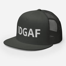 Load image into Gallery viewer, IDGAF Retro Trucker Hat [white embroidery]