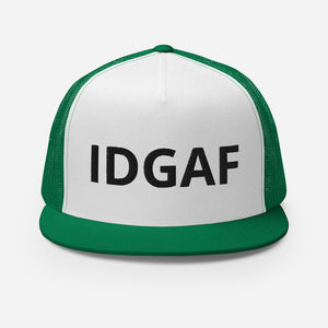 IDGAF Retro Trucker Hat [black embroidery]