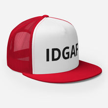 Load image into Gallery viewer, IDGAF Retro Trucker Hat [black embroidery]