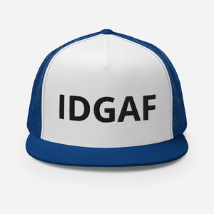 IDGAF Retro Trucker Hat [black embroidery]