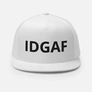 IDGAF Retro Trucker Hat [black embroidery]