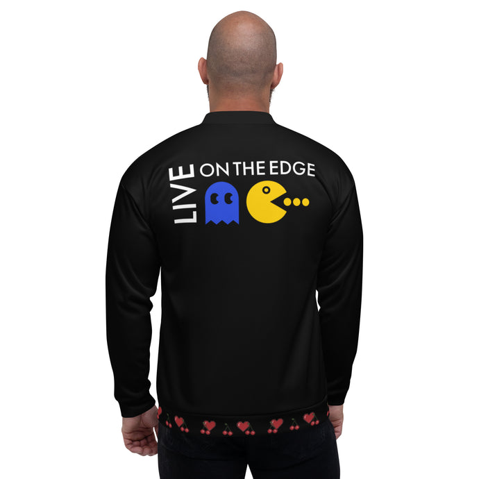 Live On The Edge Black Unisex Bomber Jacket