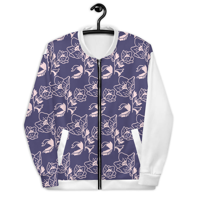 Floral Split White Unisex Bomber Jacket