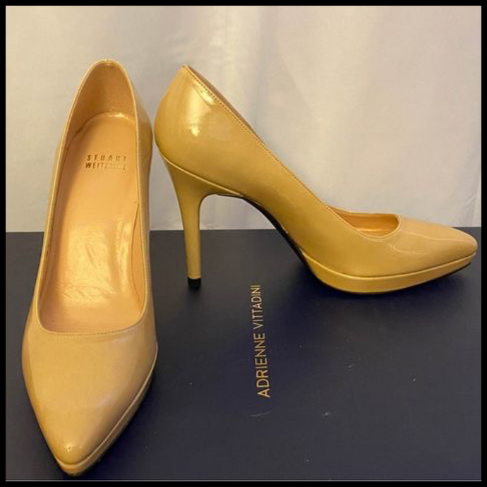 Beige Designer High Heel Shoes Size 6