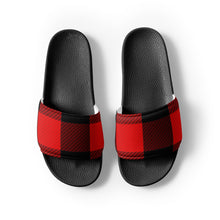 Load image into Gallery viewer, Red Plaid Men’s Slides