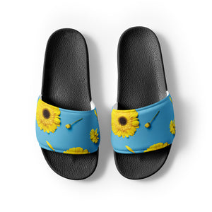 Sunflower on Cotton Candy Blue Men’s Slides