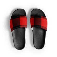 Load image into Gallery viewer, Red Plaid Men’s Slides