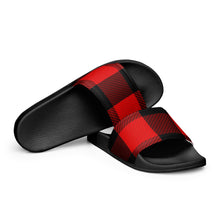 Load image into Gallery viewer, Red Plaid Men’s Slides