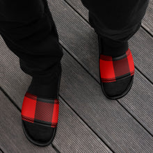 Load image into Gallery viewer, Red Plaid Men’s Slides