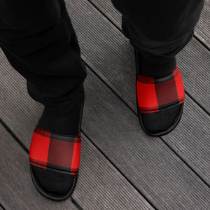 Red Plaid Men’s Slides