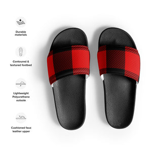 Red Plaid Men’s Slides