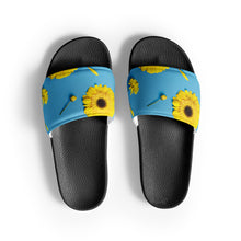 Load image into Gallery viewer, Sunflower on Cotton Candy Blue Men’s Slides