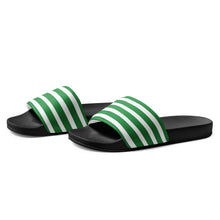 Load image into Gallery viewer, Green and White Striped Men’s Slides