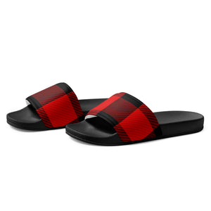 Red Plaid Men’s Slides