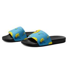 Load image into Gallery viewer, Sunflower on Cotton Candy Blue Men’s Slides