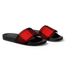 Load image into Gallery viewer, Red Plaid Men’s Slides