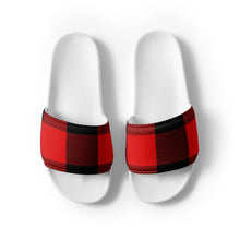 Load image into Gallery viewer, Red Plaid Men’s Slides