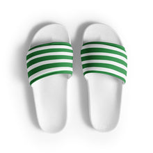 Load image into Gallery viewer, Green and White Striped Men’s Slides