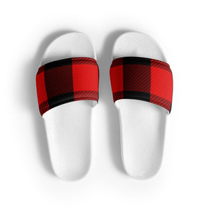 Red Plaid Men’s Slides