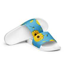 Load image into Gallery viewer, Sunflower on Cotton Candy Blue Men’s Slides