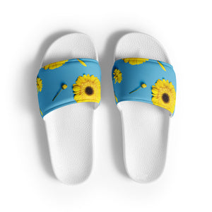 Sunflower on Cotton Candy Blue Men’s Slides