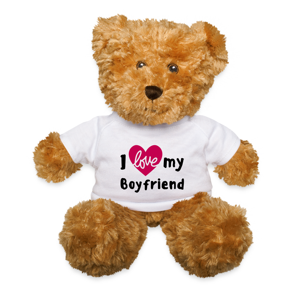 I Love My Boyfriend Teddy Bear - white