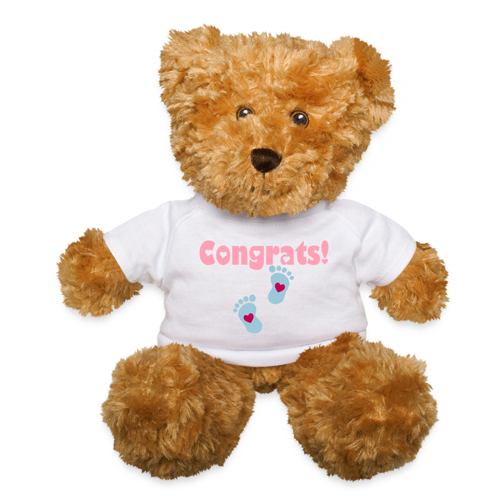 Congrats Baby Feet Teddy Bear - white