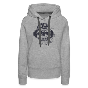 Stoner Skull Chicago (Sleeve Print) Women’s Premium Hoodie - heather grey