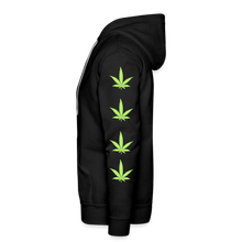 Load image into Gallery viewer, Canna Lips 4 Leaf Sleeve Print Masculine Cut Premium Hoodie - black