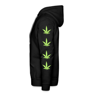 Canna Lips 4 Leaf Sleeve Print Masculine Cut Premium Hoodie - black