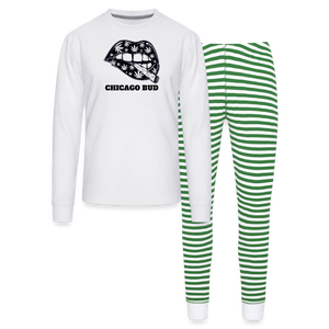 Canna Lips Unisex Pajama Set - white/green stripe