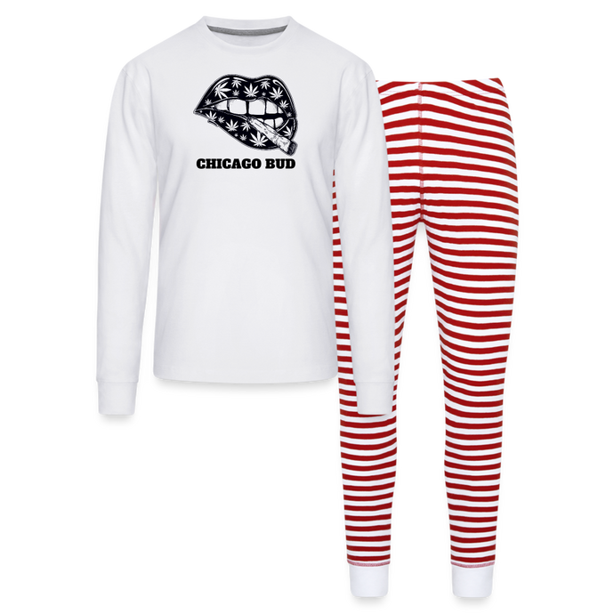 Canna Lips Unisex Pajama Set - white/red stripe