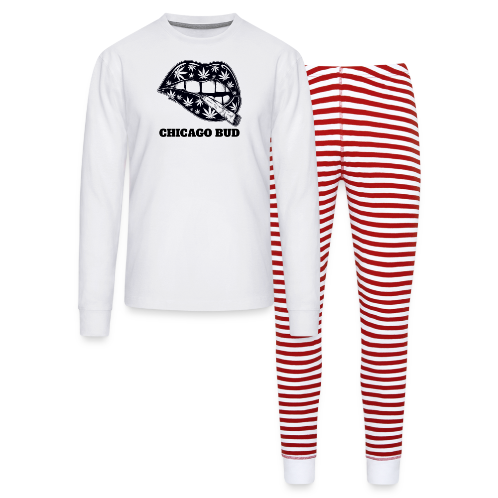 Canna Lips Unisex Pajama Set - white/red stripe