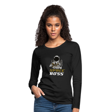 Load image into Gallery viewer, Space Boss Feminine Cut Premium Long Sleeve Tee - black