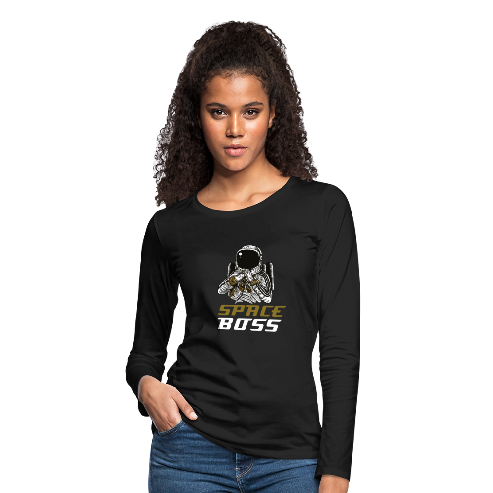 Space Boss Feminine Cut Premium Long Sleeve Tee - black