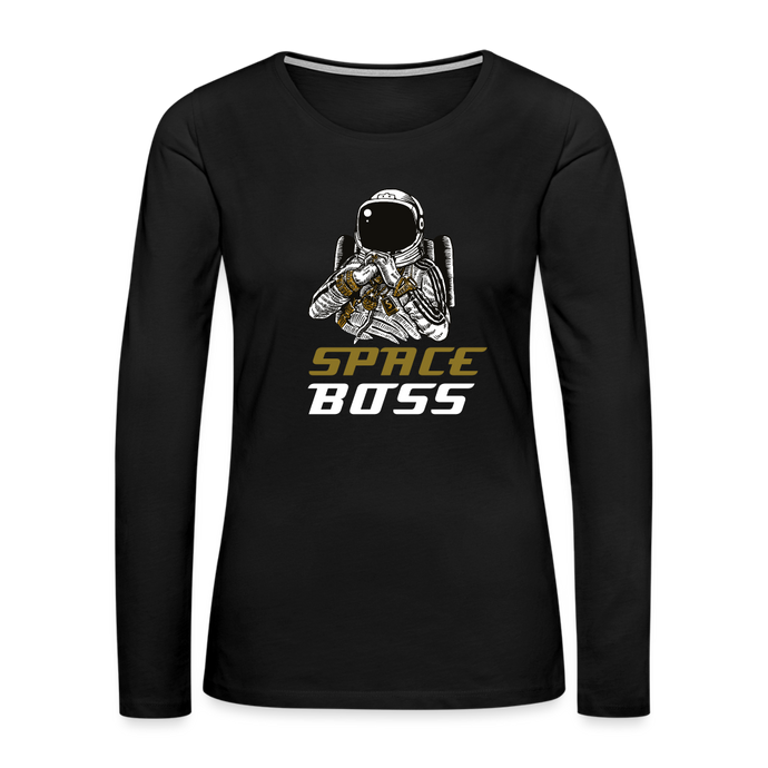 Space Boss Feminine Cut Premium Long Sleeve Tee - black