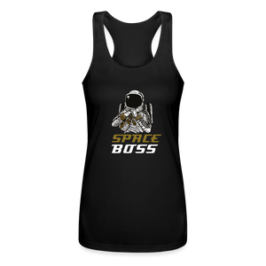 Space Boss Feminine Cut Performance Racerback Tank Top - black