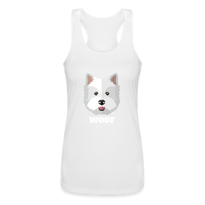 Terrior Woof Feminine Cut Performance Racerback Tank Top - white