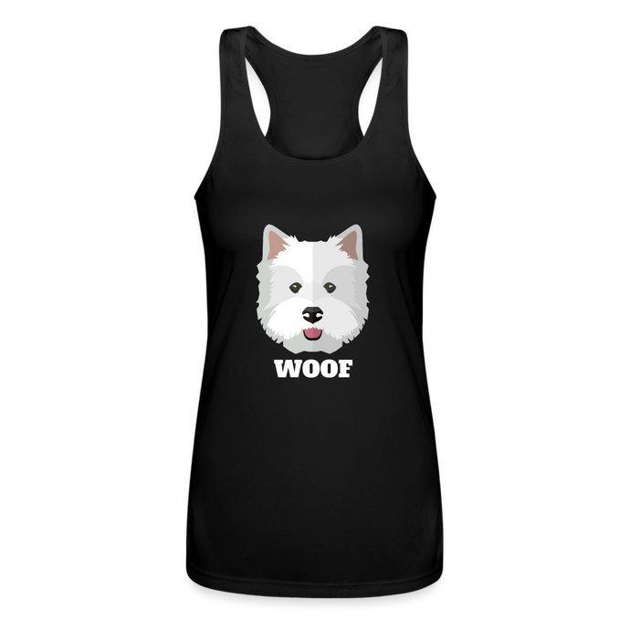 Terrior Woof Feminine Cut Performance Racerback Tank Top - black