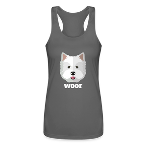 Terrior Woof Feminine Cut Performance Racerback Tank Top - charcoal