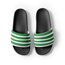 Load image into Gallery viewer, Green &amp; White Striped Women&#39;s Slides