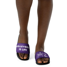 Load image into Gallery viewer, Volleyball Is Life Purple Women&#39;s Slides