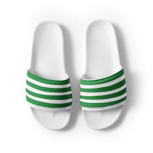 Load image into Gallery viewer, Green &amp; White Striped Women&#39;s Slides